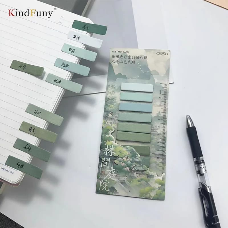 KindFuny 1200PCS Sticky Notes Accessori per uffici Morandi Indice dei colori Pubblicato Adesivi Cancelleria Forniture per diario Scrivibili