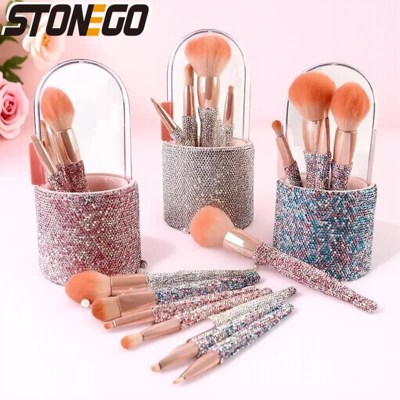Set of 8 Professional Synthetic Makeup Brushes for Powder, Corrector, Umbrella and Dispensing