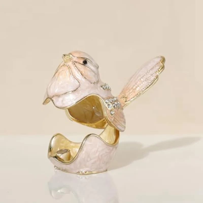 N96R Rigid blue and pink enamel jewelry box, animated cardboard box for rings and small decorative objects