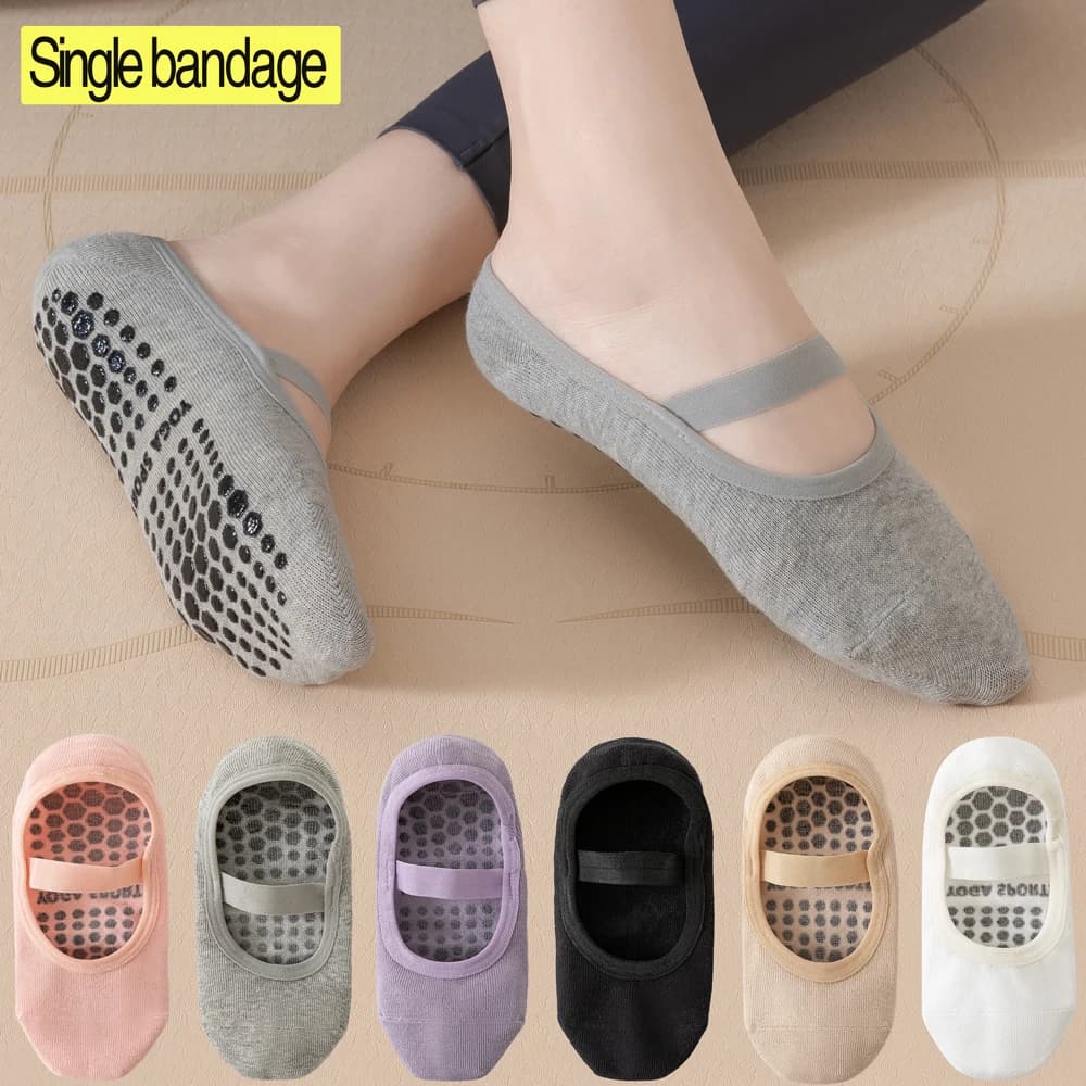 1/3 pairs of non-slip yoga socks with single strap for women - Pilates and dance socks, breathable low cut for indoor workouts