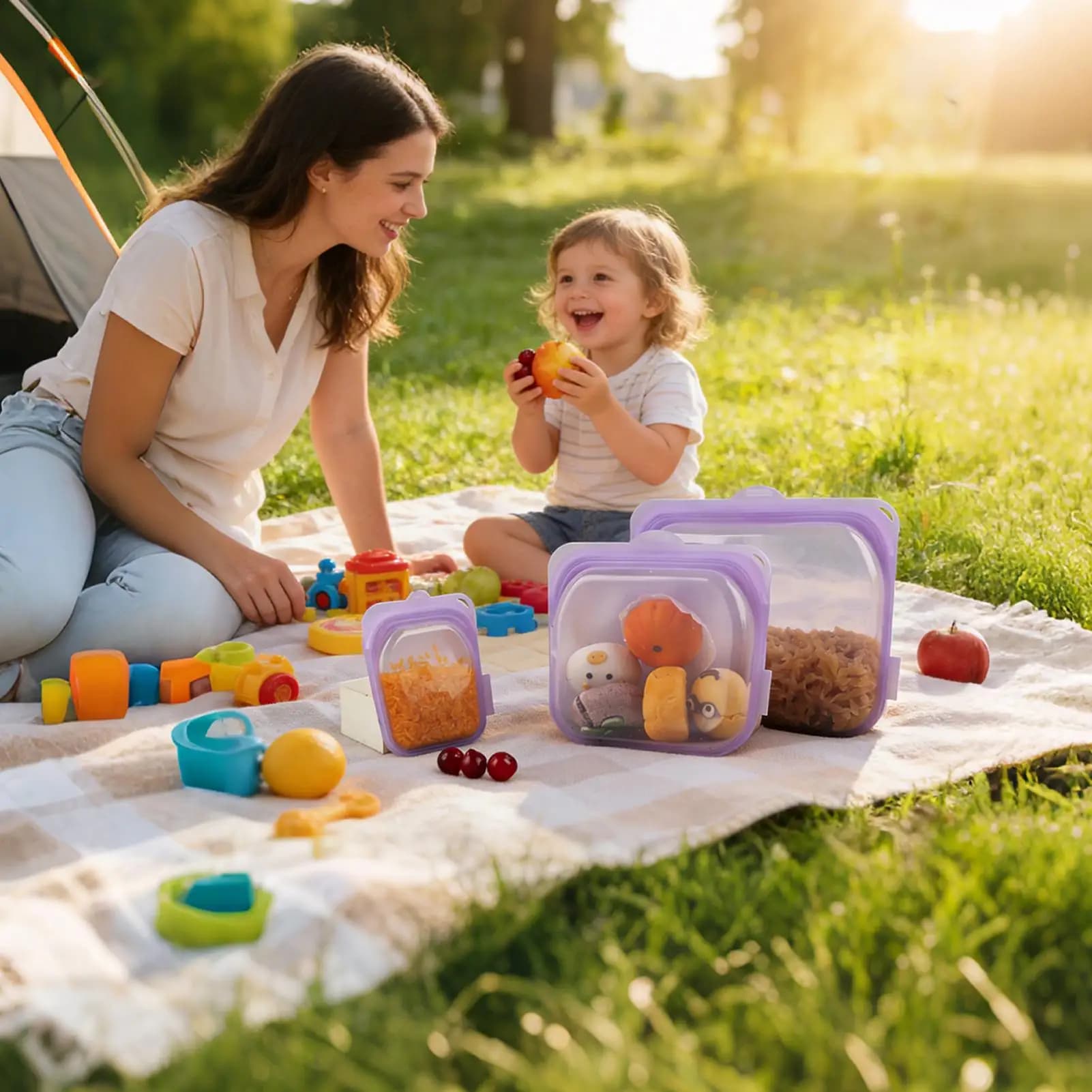 Sacchetti in silicone per la conservazione degli alimenti, 3 pezzi, sacchetti riutilizzabili per sandwich, sacchetti ermetici per alimenti, per la preparazione dei pasti, pranzo, viaggi, frigorifero