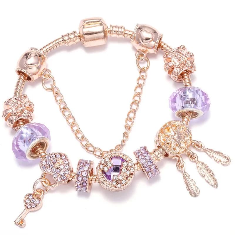 Molti stili all'ingrosso braccialetto di fascino della farfalla d'oro della rosa con perline si adatta ai gioielli del partito delle donne del braccialetto fine Dropshipping