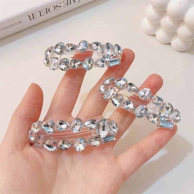New Luxury Zircon Super Flash Hair Clips Niche Oval Fairy Bangs Side Clip Girl Heart Fashion Versatile