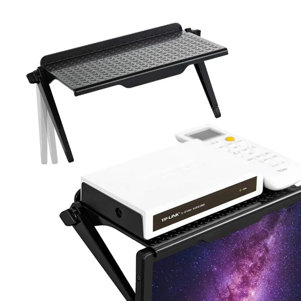 Mensole Superiori per TV, Supporto Regolabile per Monitor, Organizzatore per Desktop, Porta Router e TV