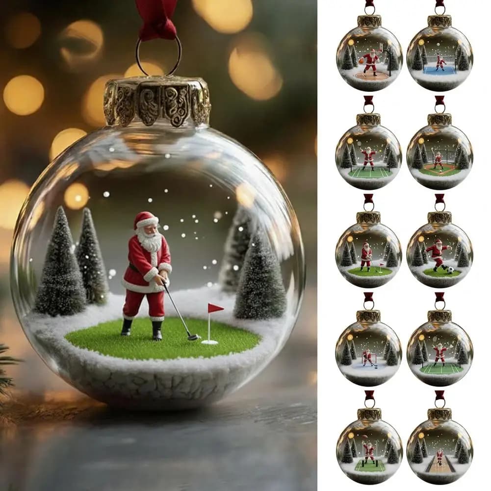 Christmas Hanging Decoration Christmas Santa Claus Hanging Decoration Ball Ornament Pendant Tennis Golf Soccer Basketball