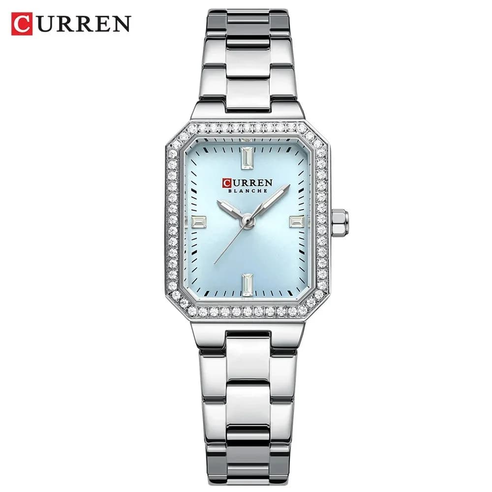 CURREN 9102 Orologio da Polso al Quarzo per Donna, Impermeabile con Strass, Cinturino in Acciaio Inossidabile, Stile Casual