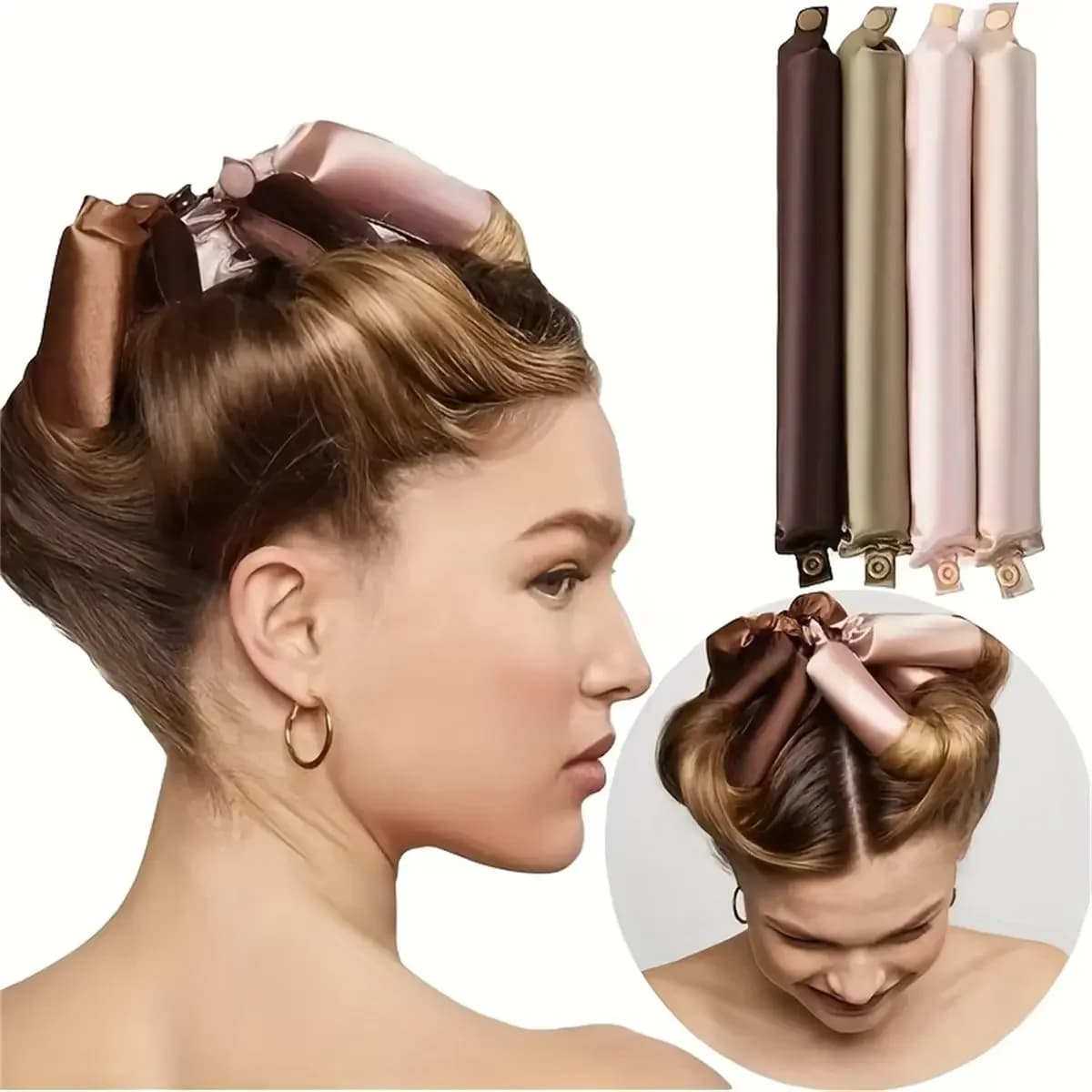 Set di 4 Arricciacapelli Manuali Senza Calore, Strumento per lo Styling dei Capelli Durante il Sonno per Donne e Ragazze