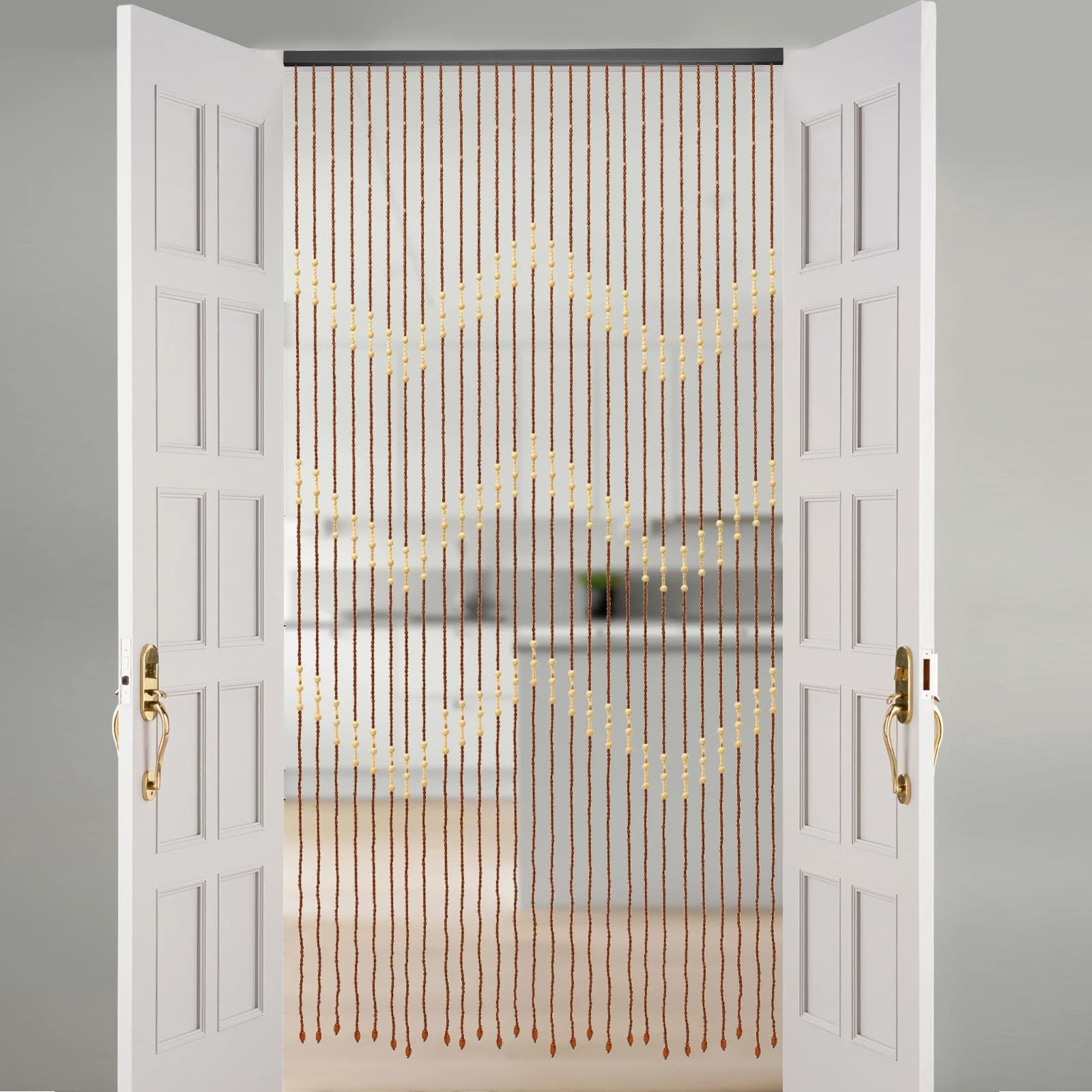 Bead Curtain - Retro Room Divider, Eco-Friendly Bamboo Decor for Doorways & Windows, Easy Install Foldable Gift