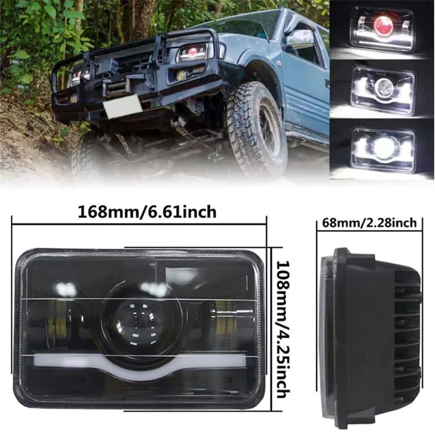 Fari H4 Quadrati 12V 24V 4x6 Pollici LED, Luce da Lavoro LED Sostitutiva per GMC Chevrolet Auto Jeep Moto Camion
