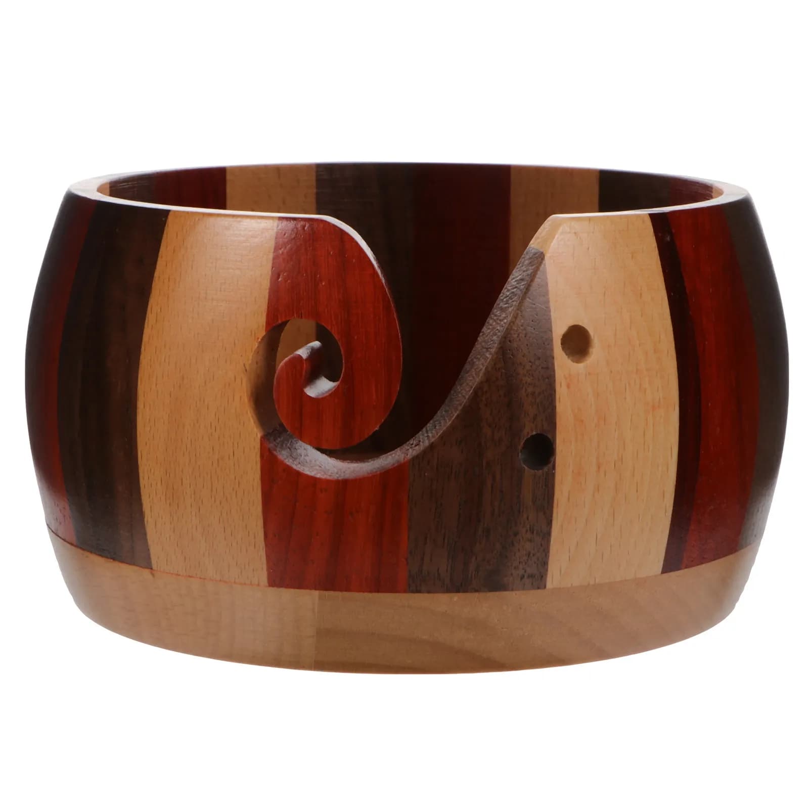 Wooden Bowl Handcrafted Knitting Holder Swirl Hook High Gloss Finish Yarn Storage For Wool Crochet Needle Organizer Bamboo Fiber