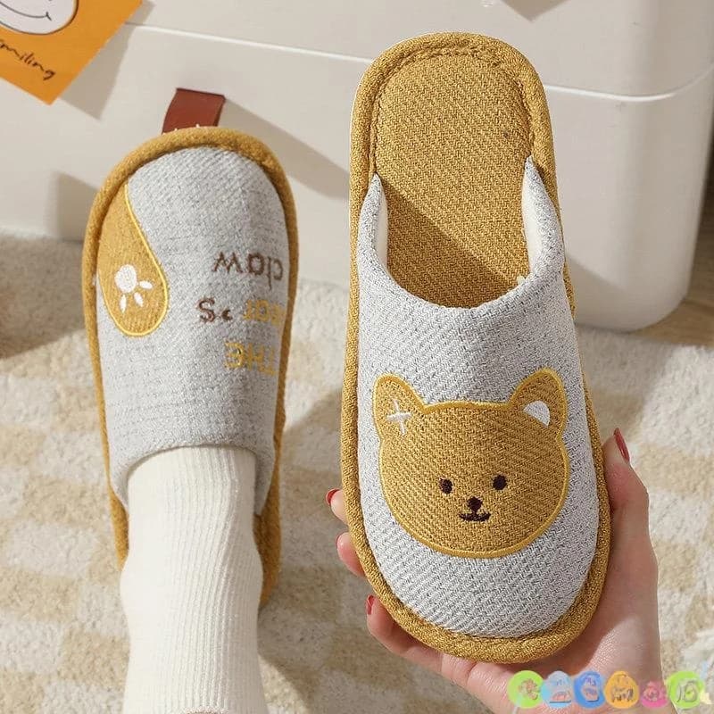 Pantofole in Cotone e Lino da Casa, Assorbenti, Silenziose, con Suola Morbida, da Uomo, Estive, Adatte anche per Coppie, Primavera Autunno, in Cotone