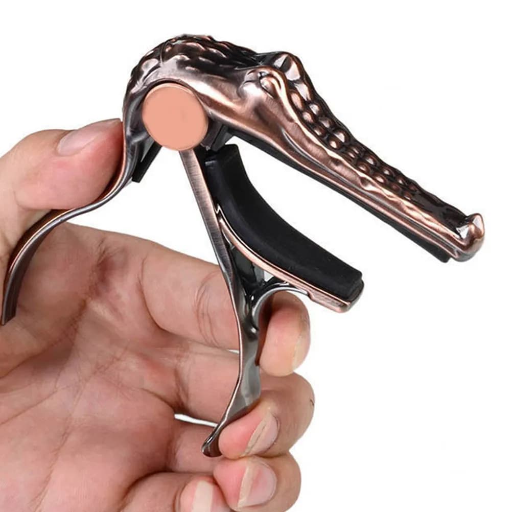 Capotasto Portatile in Metallo per Chitarra, Morsetto Modificatore di Tono con Design a Coccodrillo, Clip per Chitarra Acustica, Elettrica, Classica e Ukulele - Accessorio
