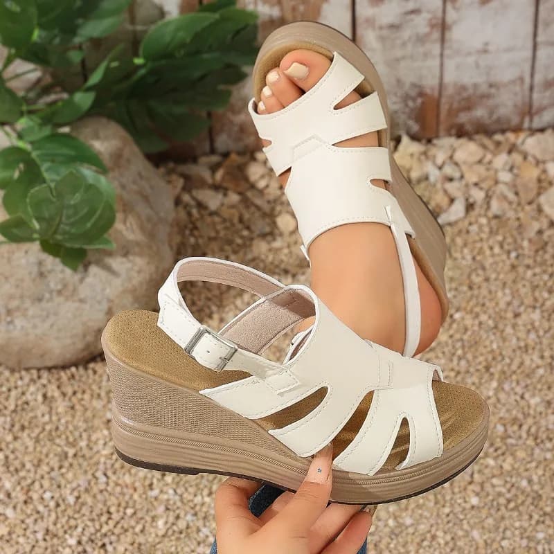 Sandali con Zeppa Bohemien da Donna, Nuova Tendenza Estiva, Sandali con Cinturino alla Caviglia, Comodi e Casual, Scarpe con Tacco Alto