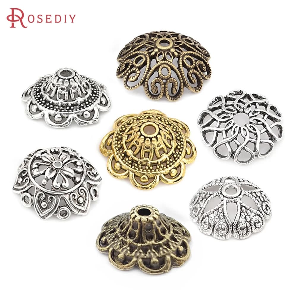 Silver antique vintage style zinc alloy big beads caps tassel jewelry DIY creation necklaces accessories for women