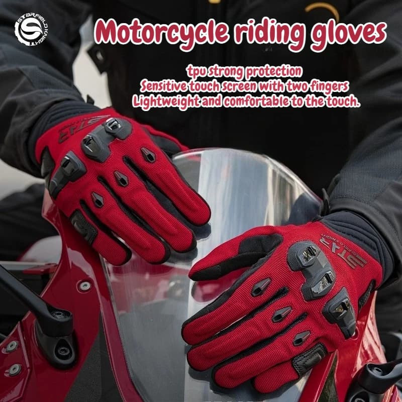 Motorcycle Gloves for Men Spring/Summer Mesh Breathable Lightweight Touchscreen Motorbike Riding Gear SKG581