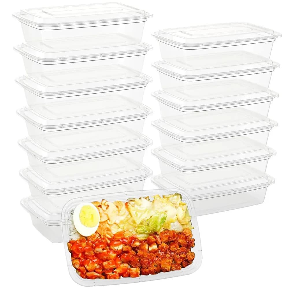 Confezione da 50 contenitori per la preparazione dei pasti da 17 once 500ML contenitore per la conservazione degli alimenti con congelatore riutilizzabile contenitore in plastica per insalata di gastronomia con coperchi