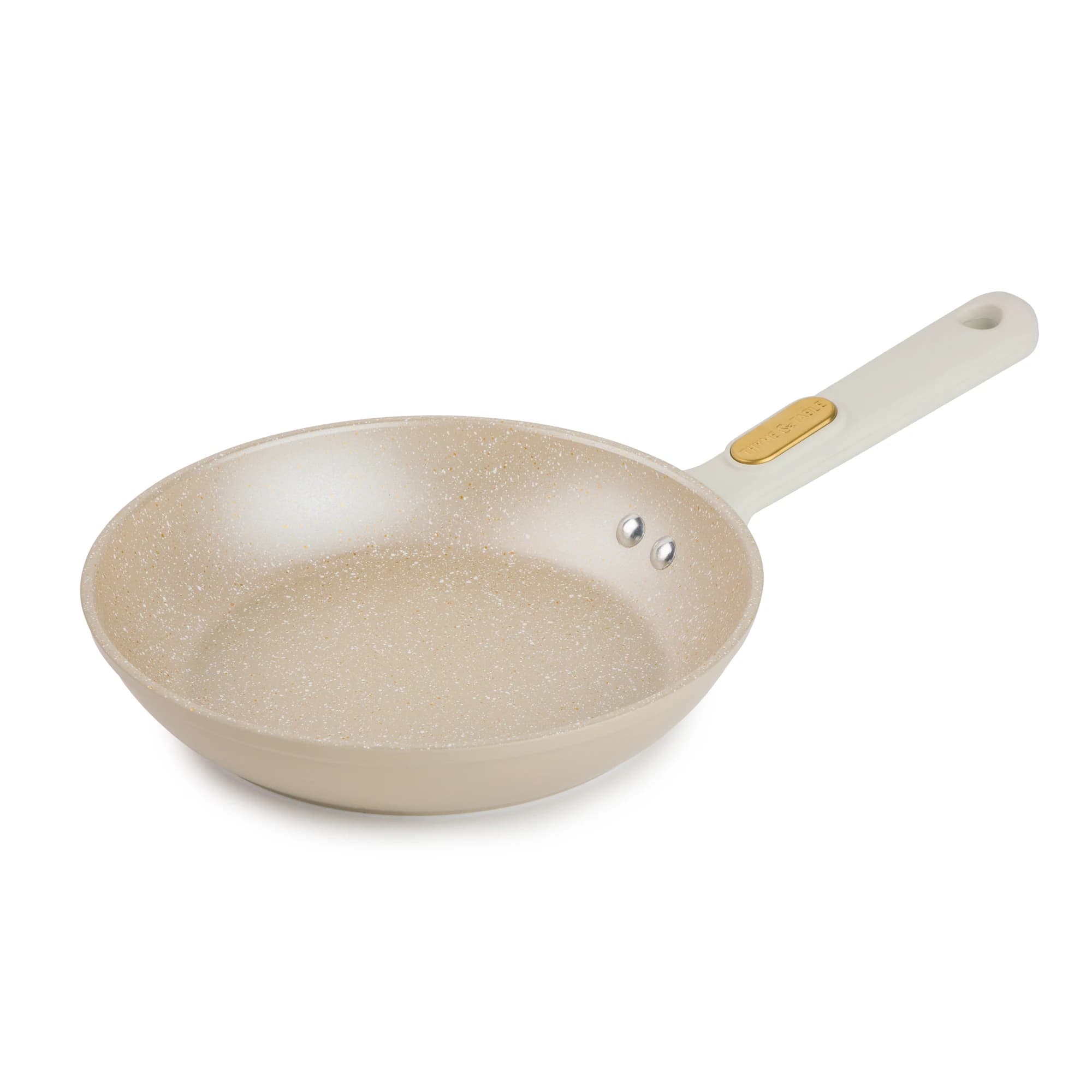 8-inch ceramic non-stick granite fry pan in taupe and gold finish, non-toxic and durable