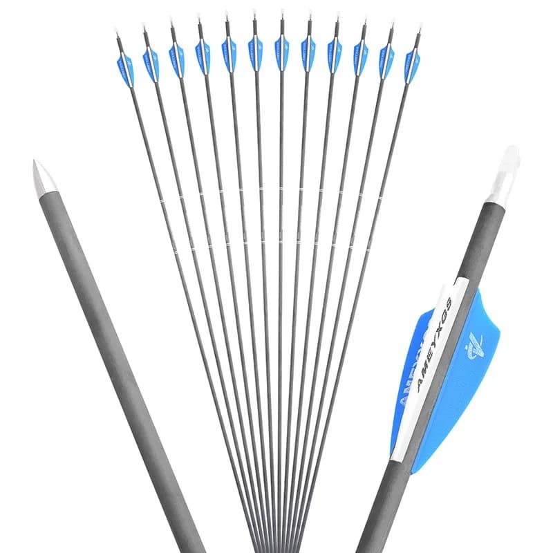 6/12pcs 32 "Tiro con l'arco Freccia in carbonio puro SP500/600/900 ID4.2mm 2 pollici Alette Recurvo Arco composto Caccia Bersaglio Tiro Accessori