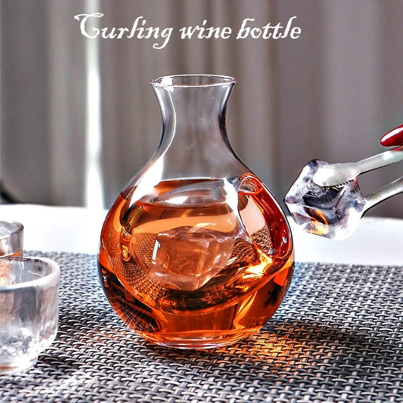 Decanter per bottiglie di vino in vetro, brocca per ghiaccio, cocktail, champagne, rivestimento concavo, strumenti di raffreddamento, versatore, contenitore per vino, stile giapponese creativo