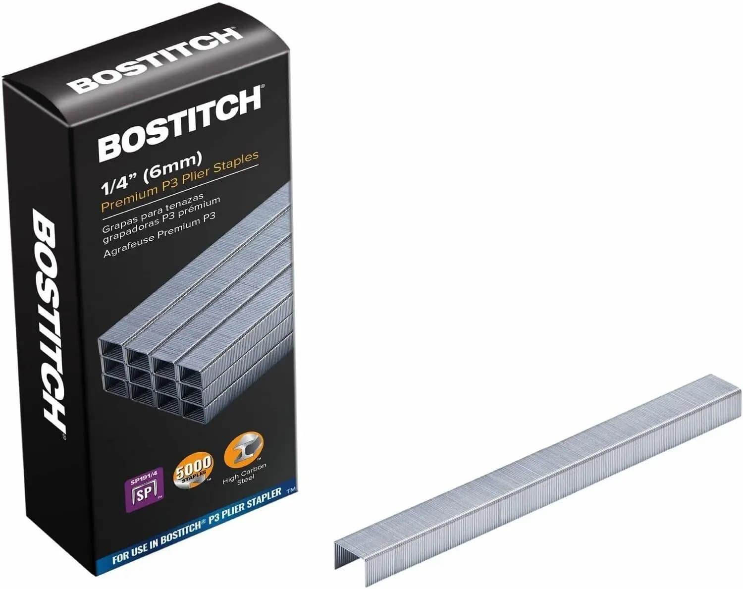 Punti Metallici Premium per Graffettatrice P3-Chrome, Gambo da 0,25 Pollici, 5.000 Pezzi per Scatola