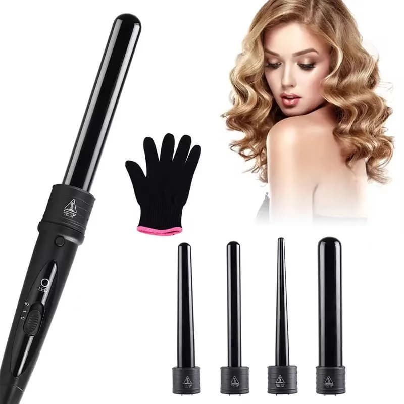 Professional Set of Iron Electric Hairpins LED 5 in 1 in Ceramic, Iron for Waves and Interchangeable Riches