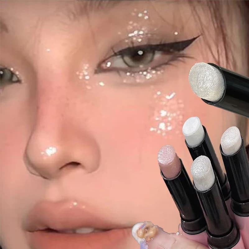 Glittered Evidence Umbrella Stick White Color Shade Pen in Waterproof Sparkling Jelly Perlescent Lightning Outline Makeup
