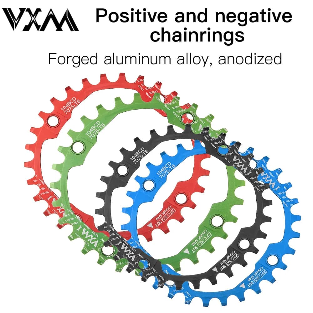 VXM Bicicletta 104BCD Manovella CNC Ruota di catena larga stretta MTB Bike 30/32/34/36/38/40/42/44/46/48/50/52T Corona Parti della piastra di ciclismo