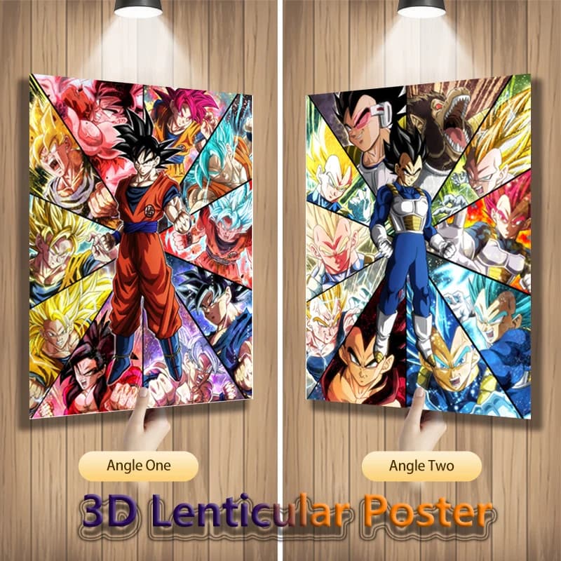 Anime 3D Lenticolare Poster Flip Gradient Print Dragon Ball Goku Toys Bed Room Decor Birthday gift Wall Art (Unframed)