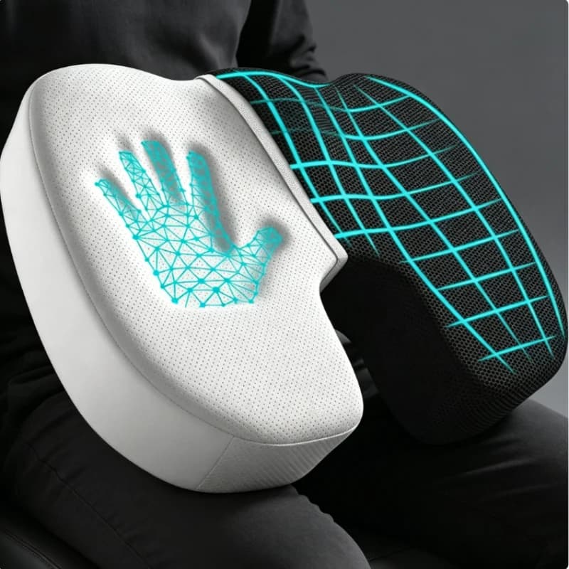 Cuscino da Viaggio in Memory Foam Traspirante a Forma di U, Supporto Lombare Confortevole per Sedia da Ufficio e Auto