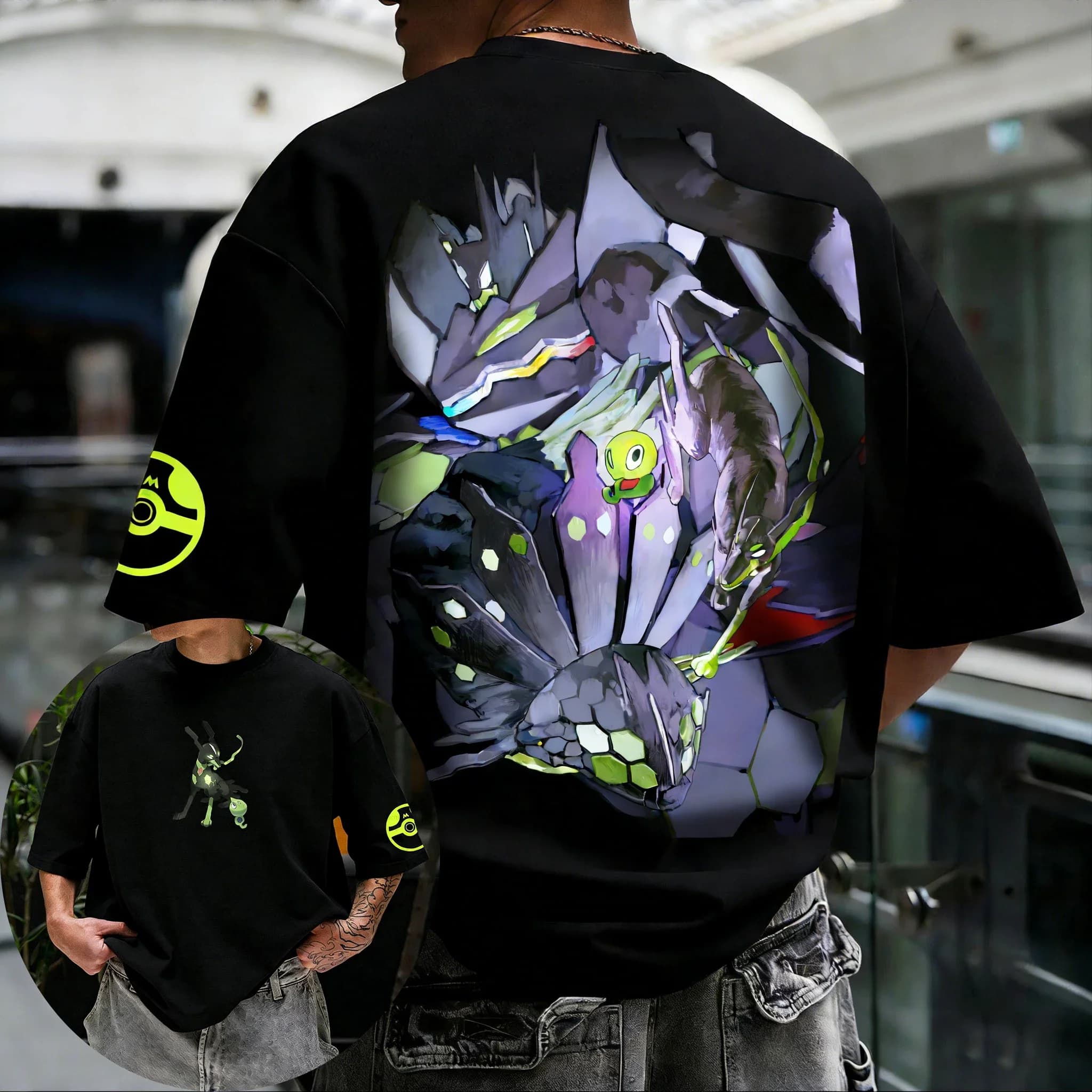 T-shirt unisex in puro cotone della collaborazione Pokemon Anime Zygarde, novità estiva, stile street hip-hop, casual, Y2K, top per genitori e figli