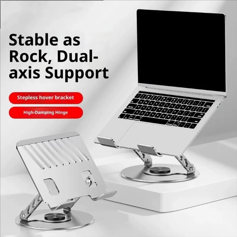 Supporto per computer pieghevole regolabile a due assi Design con base girevole a 360 gradi Costruzione in acciaio carbonio