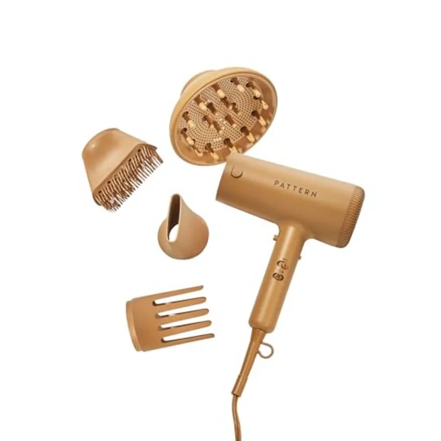 Blow Dryer for Curly, Coily Tight Texture Hair Ceramic-Tourmaline, Black Fast Drying, Heat Control, Includes 4 Attachments
