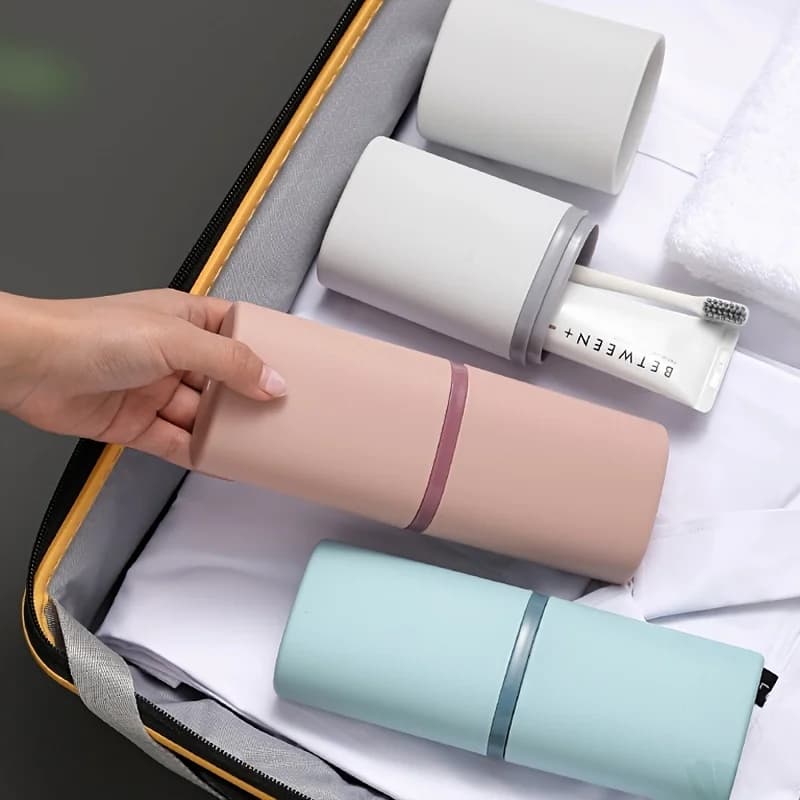 Porta Spazzolino Portatile, Custodia Multifunzionale da Viaggio per Spazzolino, Contenitore per Spazzolino e Collutorio