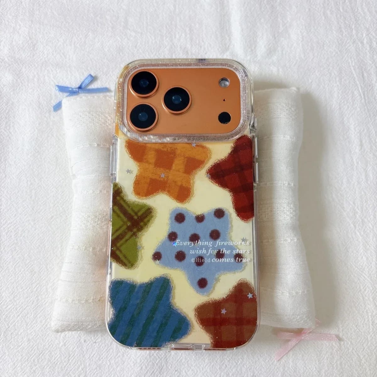 Custodia per telefono di lusso IMD coreana con stelle colorate a schermo intero per iPhone 17 AIR 16 15 14 13 12 11 Pro MAX Plus, cover Y2K di alta gamma