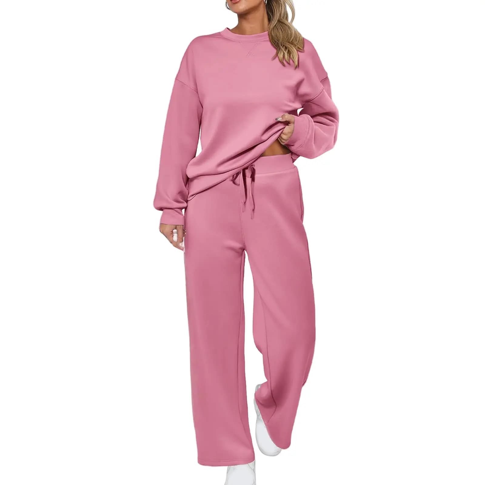 Autunno Primavera 2 pezzi Set da donna Pullover per donna Tuta Felpa girocollo e pantaloni da jogging dritti