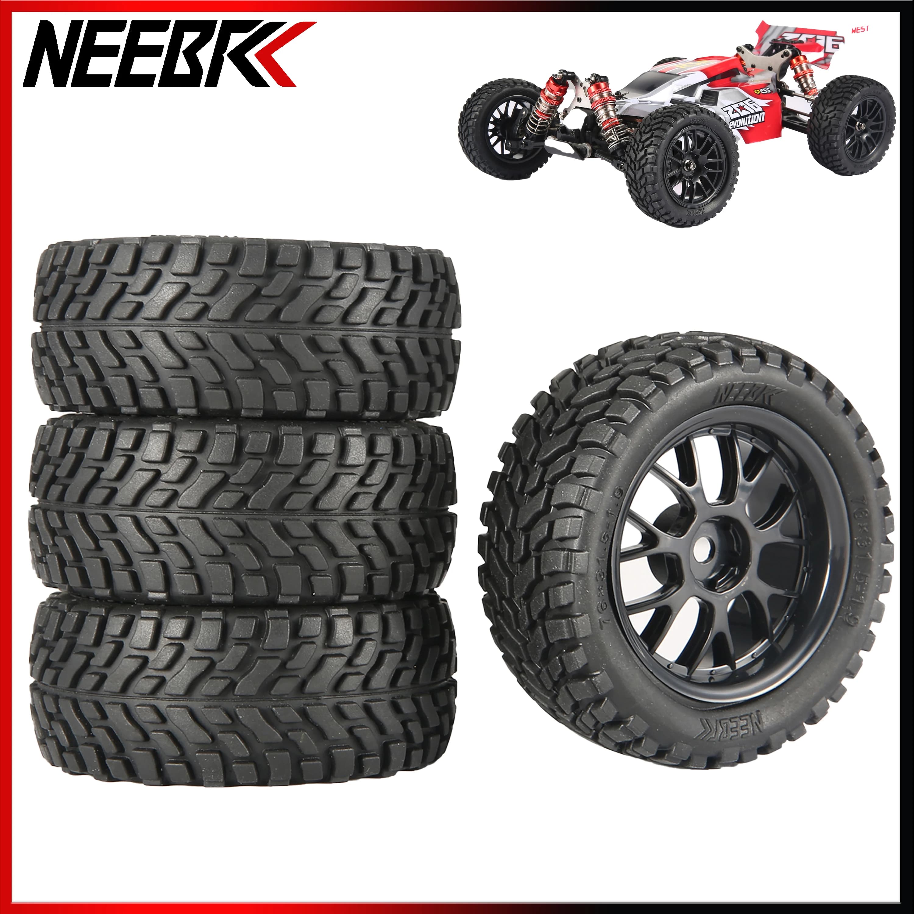Pneumatici per buggy fuoristrada da 1,9 pollici 75 mm Mozzi esagonali da 12 mm per Wltoys 144001 1/14 1/16 1/10 Scx10 Traxxas Trx-4 Tamiya RC Auto da corsa