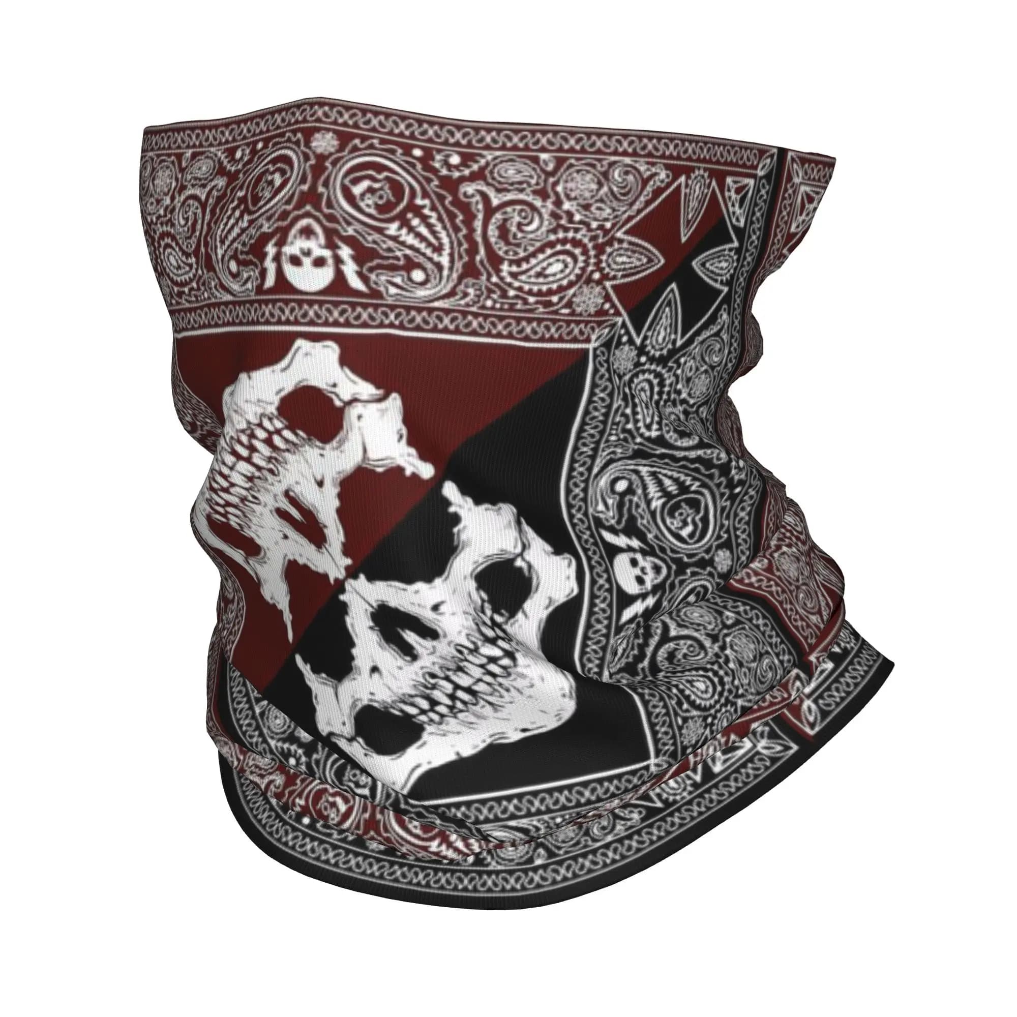 Bandana Amis Kaki con Stampa Teschio e Paisley, Scaldacollo, Maschera Stampata, Sciarpa Multiuso, Maschera Facciale per Escursionismo e Pesca, Unisex per Adulti