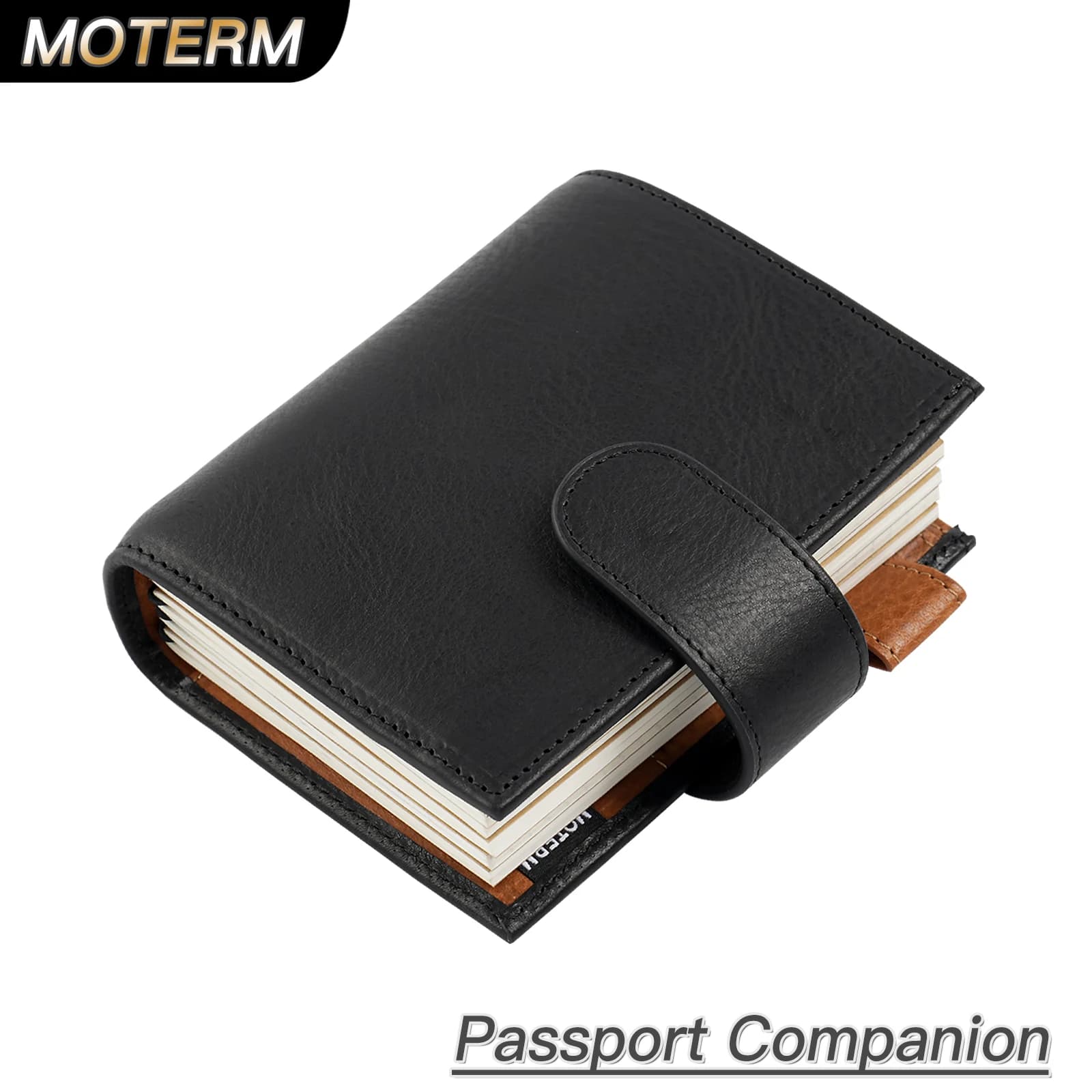 Moterm Passport Size Companion Travel Journal Full Grain Vegetable Tanned Leather Notebook Genuine Cowhide TN Organizer Diary