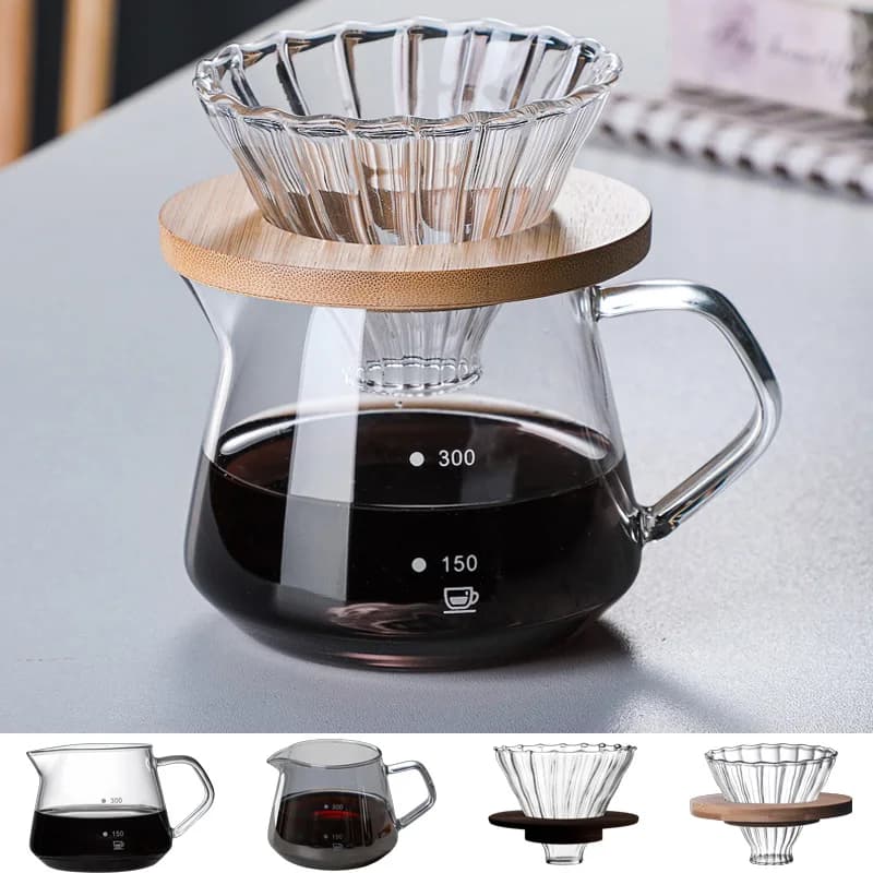 Premium Heat Resistant Glass Bottle Coffe Maker with Glass Filter 300 ml/600 ml Multipurpose Coffee Maker