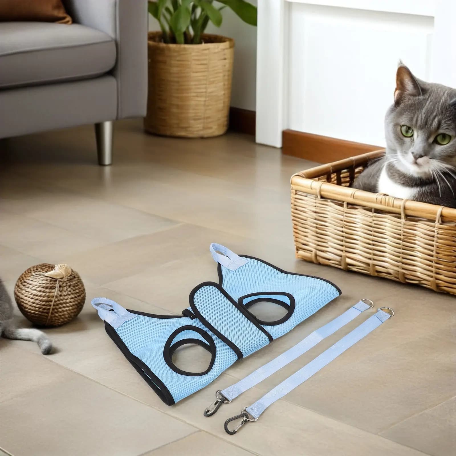 Cat Grooming Hammock Breathable Mesh Dog Grooming Harness Nail Trimming Fixed Pet Sling for Bathing Nail Clip Furniture Scratch