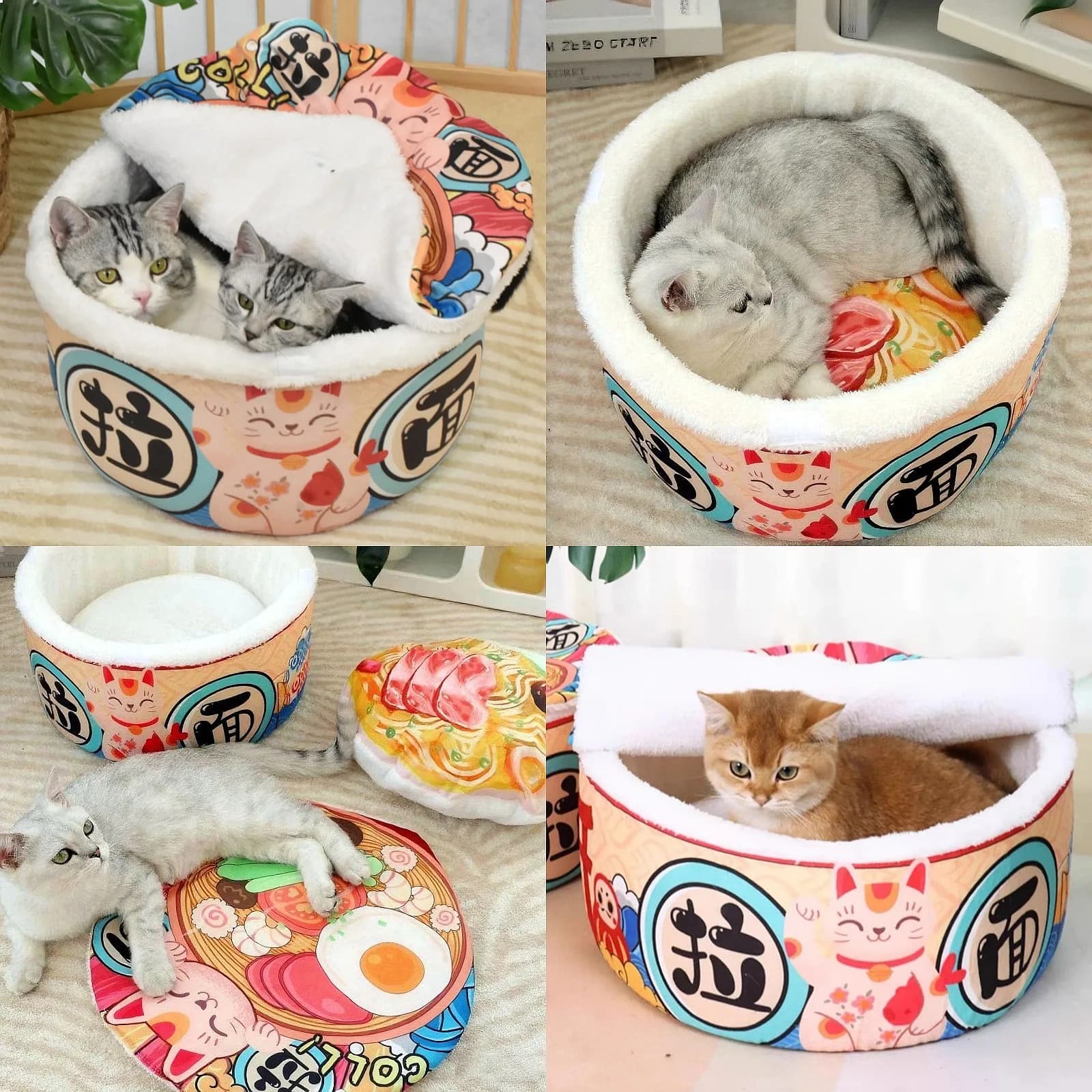 Pet Dog Cat House Kennel Super Large Instant Noodle Warm Dog Cat Nest Beds Cushion Cup Cozy Nest