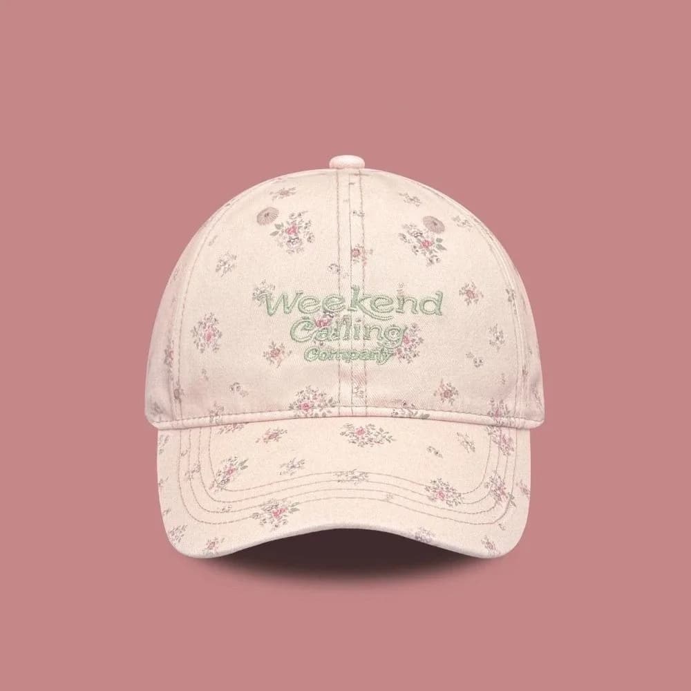 Korean Flower Print Women Baseball Cap Letter Embroidery Outdoor Sunshade Peaked Caps Sun Protection Sun Hat Women