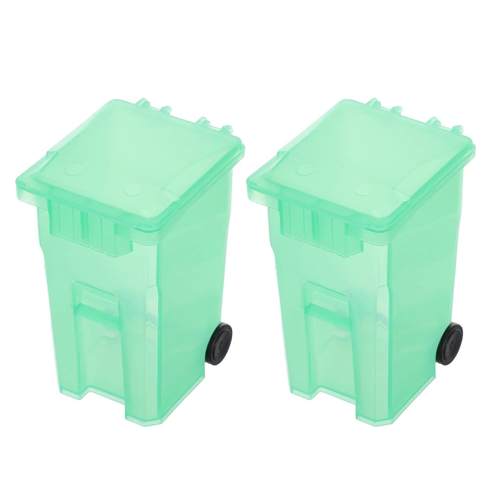 Set di 2 Mini Cestini per Rifiuti da Scrivania in Plastica con Coperchio, Contenitori Compatti per Ufficio e Tavolo, Design Moderno e Sicuro con Angoli Arrotondati