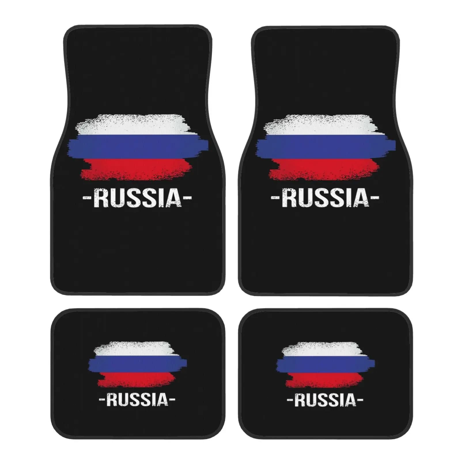 Set of car mats with flag print of Russia 4 pieces Front and rear anti-slip car accessories universal van SUV for cars