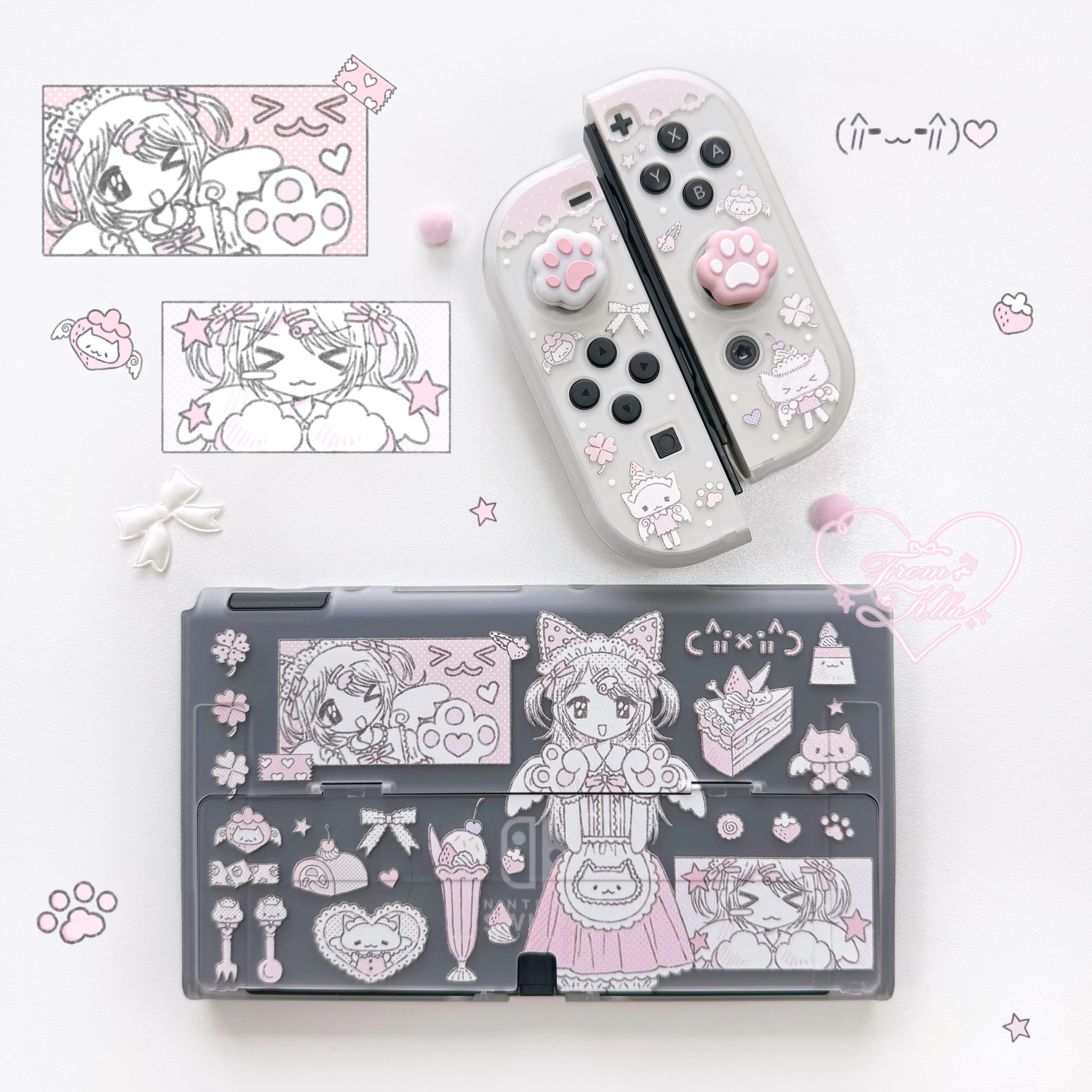 Custodia protettiva originale per interruttore rosa Anime Girl Custodia rigida Joy-Con per console Switch compatibile con la copertura dock OLED Nintendo Switch