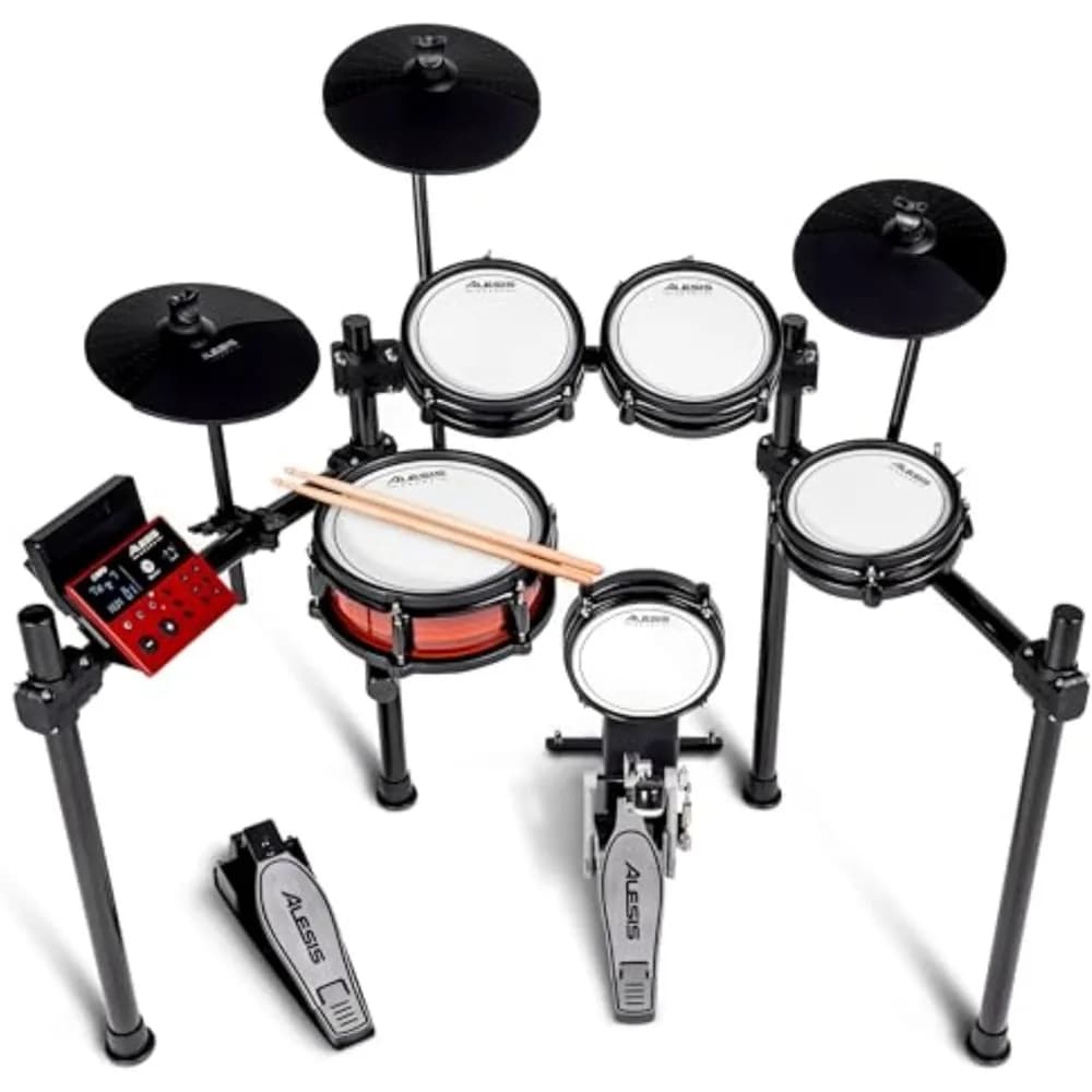 Batteria elettrica Nitro Pro con cuscinetti in rete silenziosa, oltre 500 suoni BFD autentici, Bluetooth, Drumeo, USB MIDI, doppio calcio