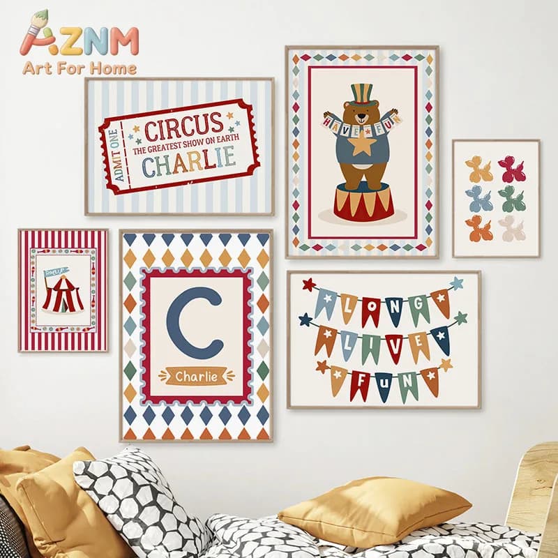 Quadro su tela con citazioni di cani maghi e orsi da circo, poster e stampe di cartoni animati, immagini per camera da letto, decorazioni per la cameretta dei bambini