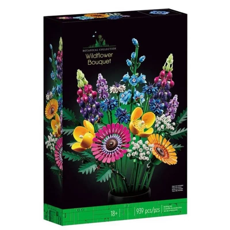 Set of DIY Construction Blocks Artificial Rose Orchidea Field Flower Pot Plant 3D Eternal Love Flower Model Christmas Decorations
