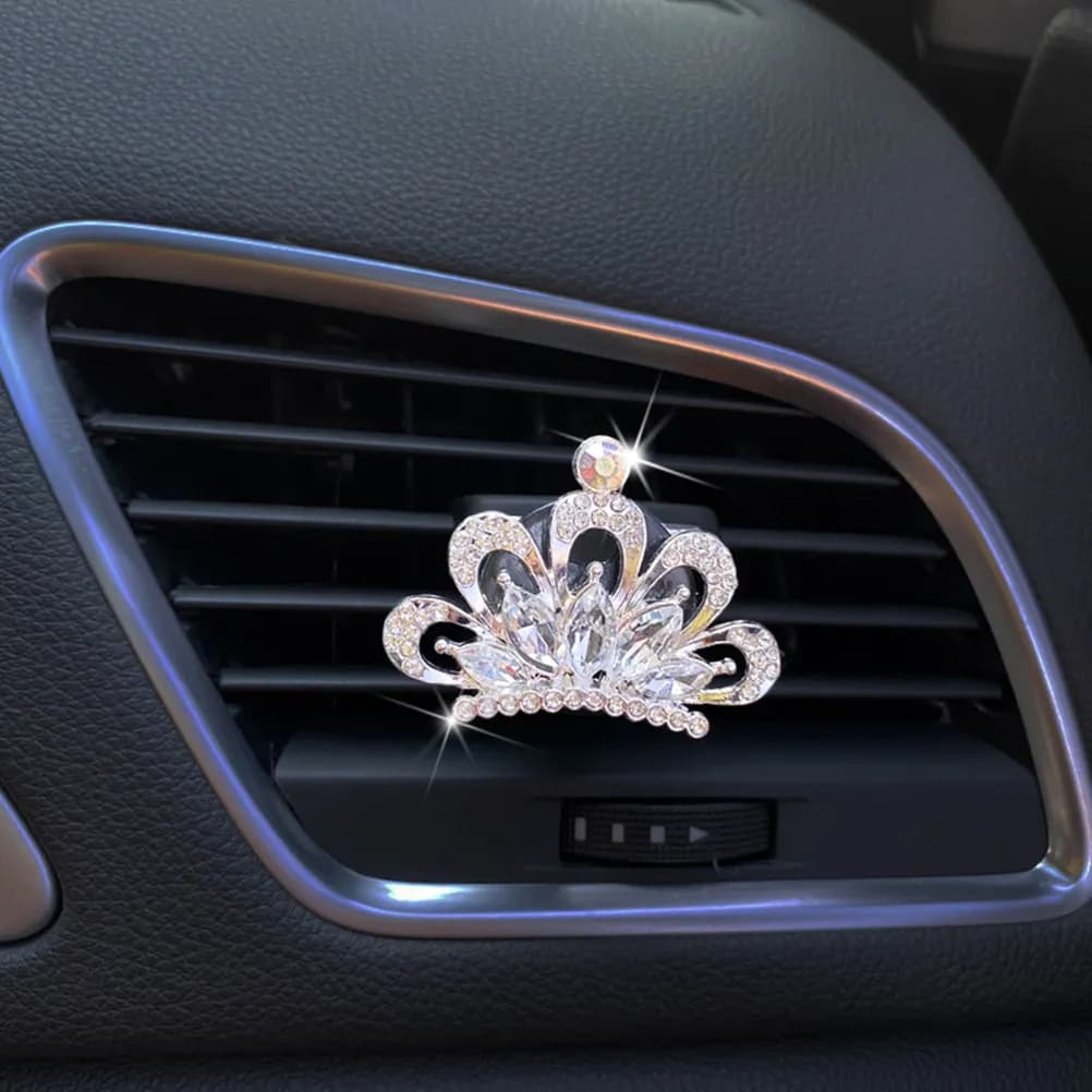 Set of 4 Mini Deodorants for Cars with Clips, Decoration in Strass, Perfumer for Air Bottles, Fragrant Ornament for Cars, Gift