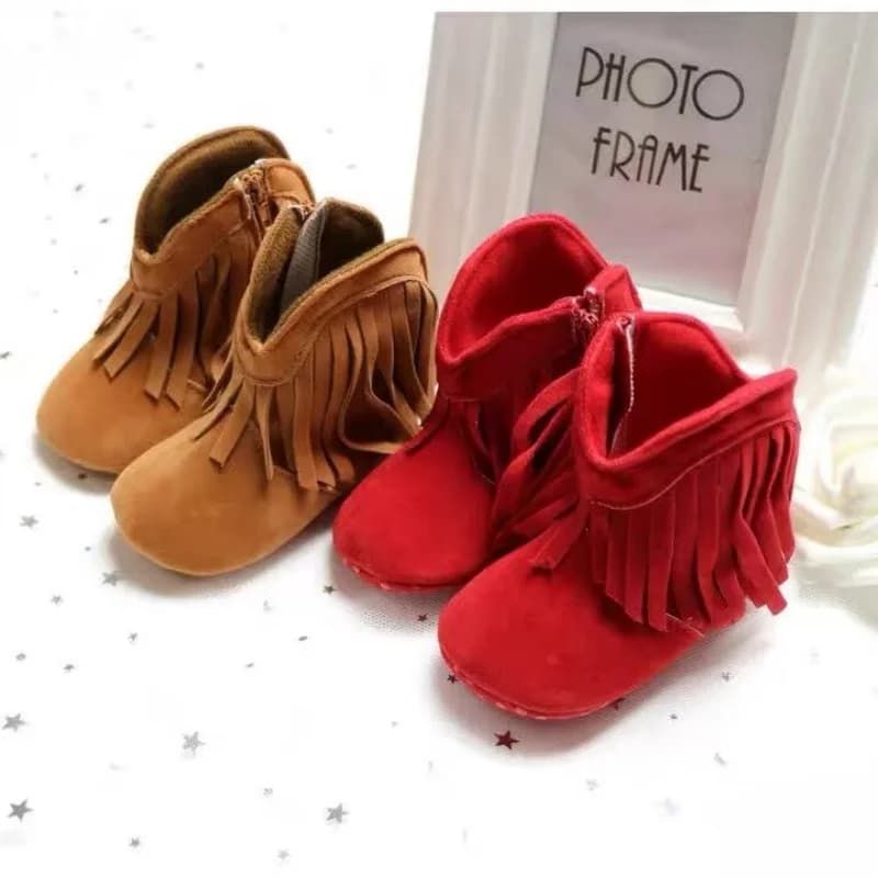 Primavera e autunno inverno nuovi stivali per bambini stivali con nappe moda scarpe da bambino da donna con suola morbida sneakers 0-1 anni stile cerniera